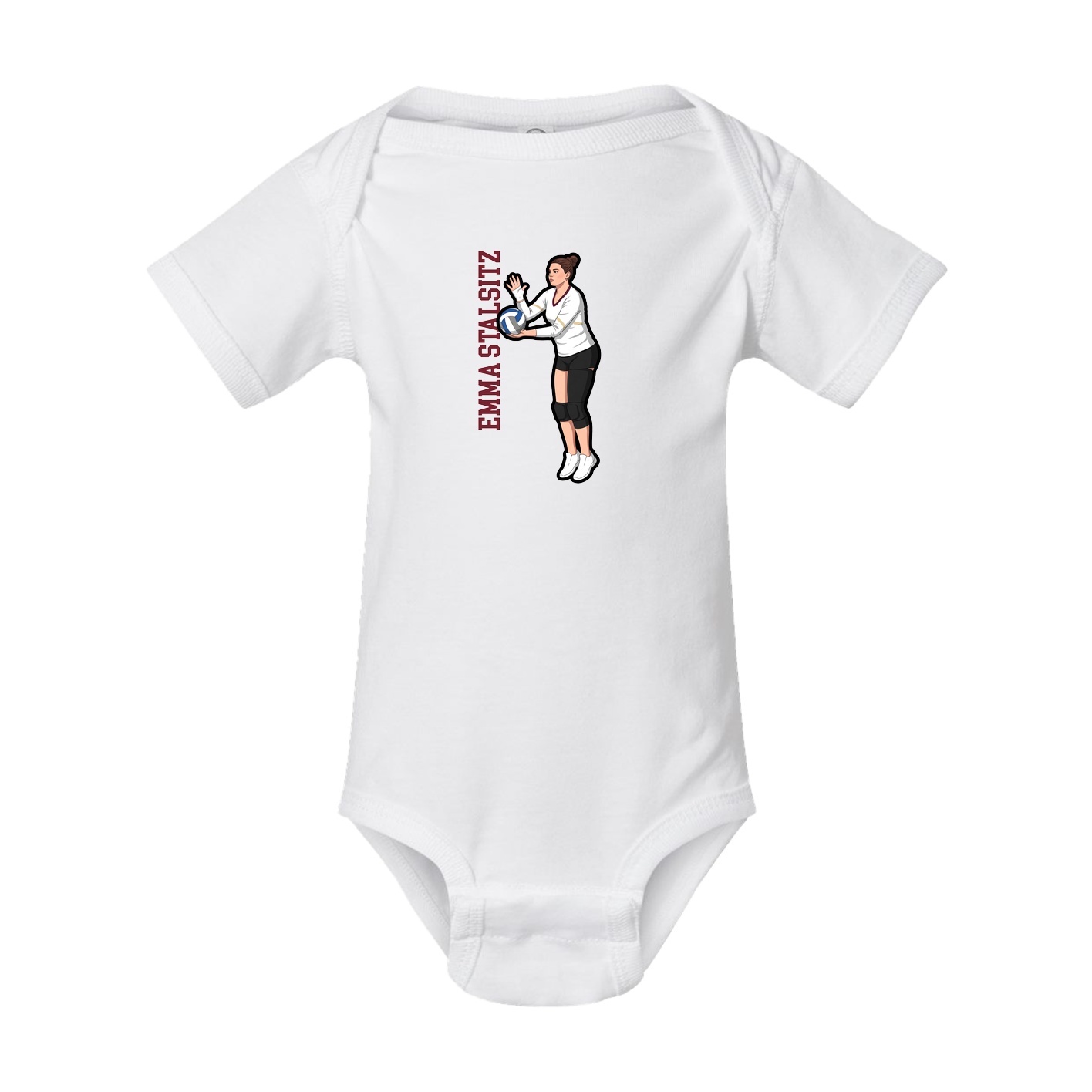 Baby Onesie — Name Vertical in White