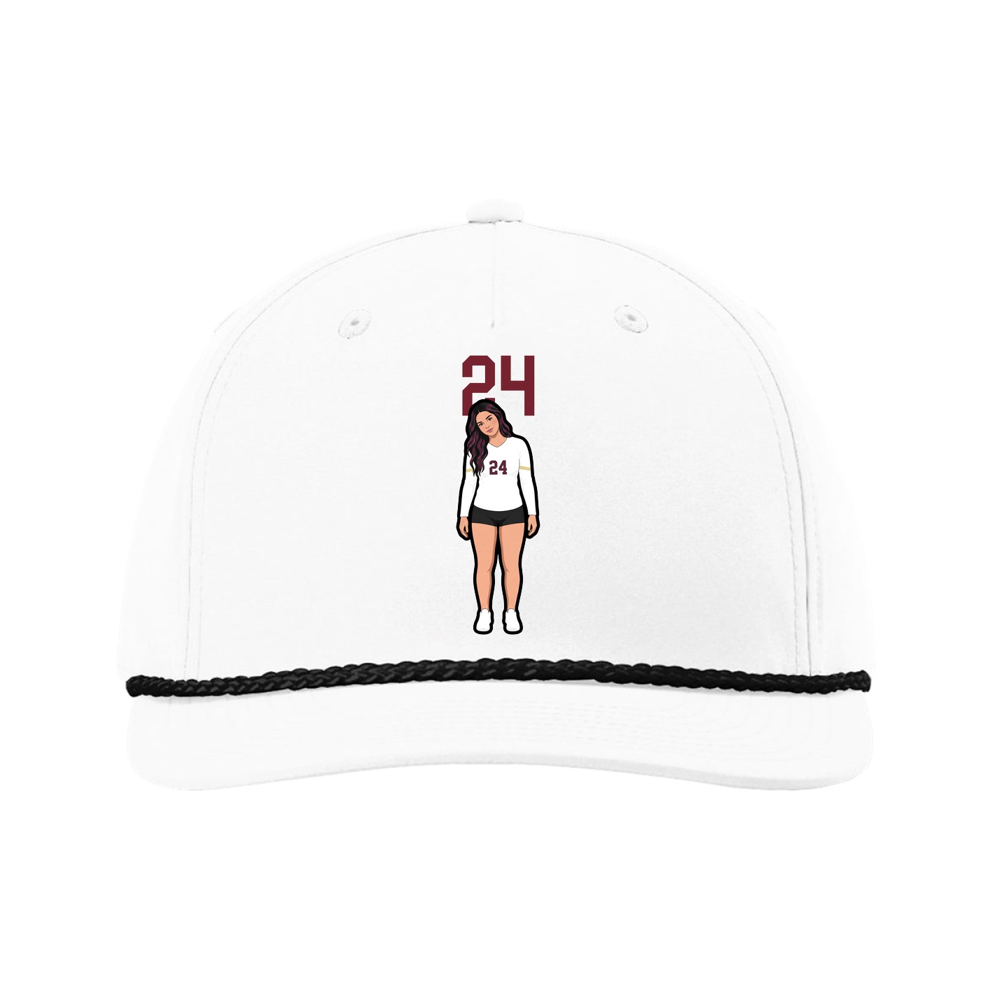 Five-Panel Classic Rope Cap — Number Top in White