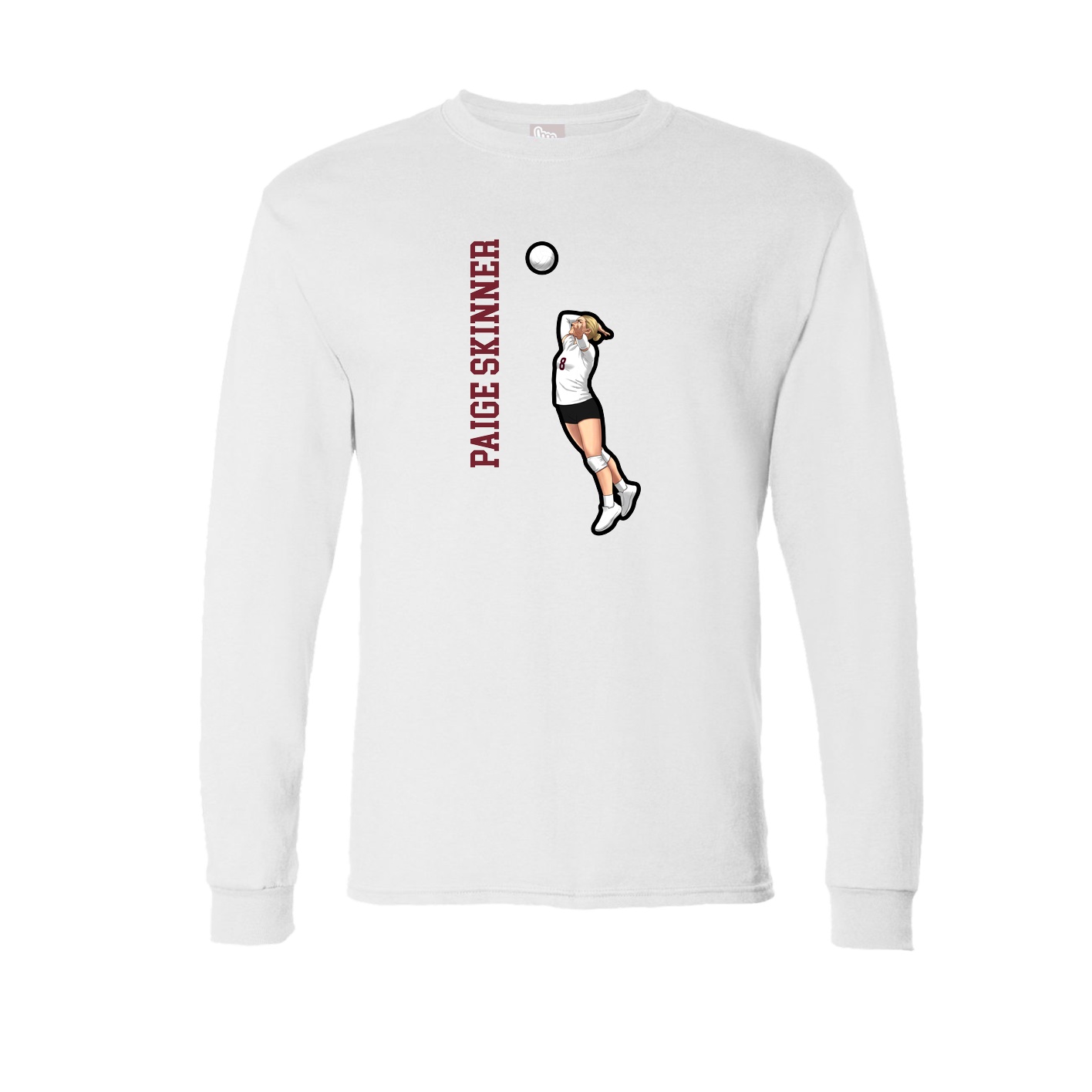 Long Sleeve Tee — Name Vertical in White