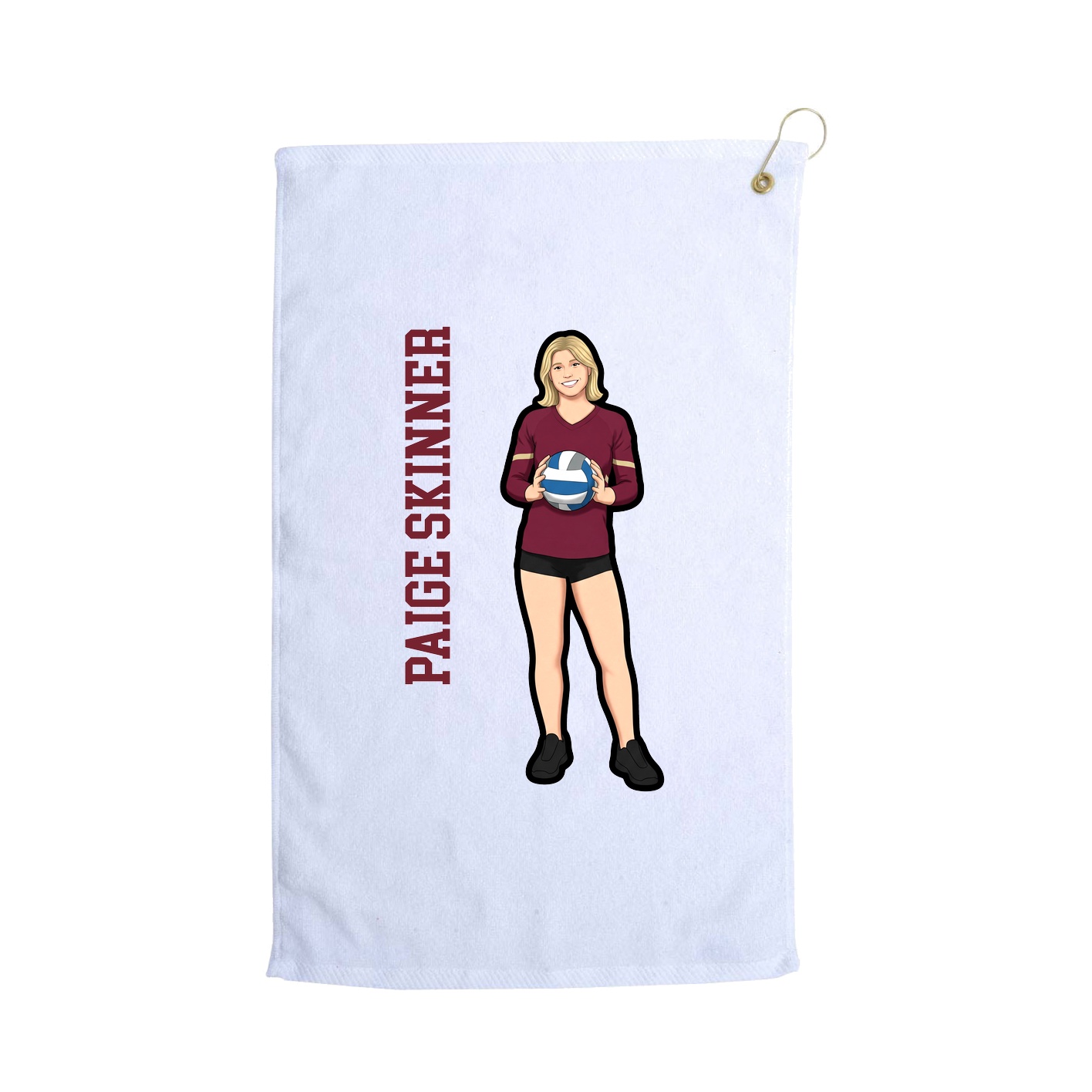 Golf Towel — Name Vertical in White