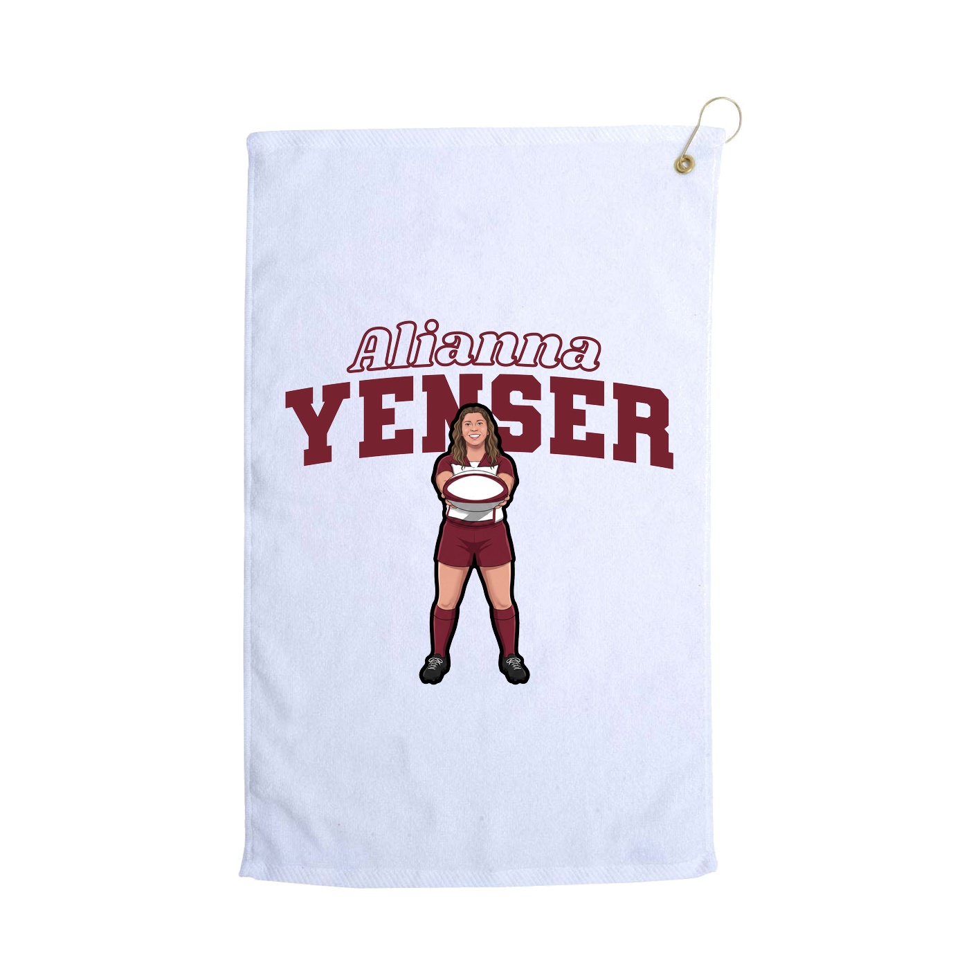 Golf Towel — Name Arch in White