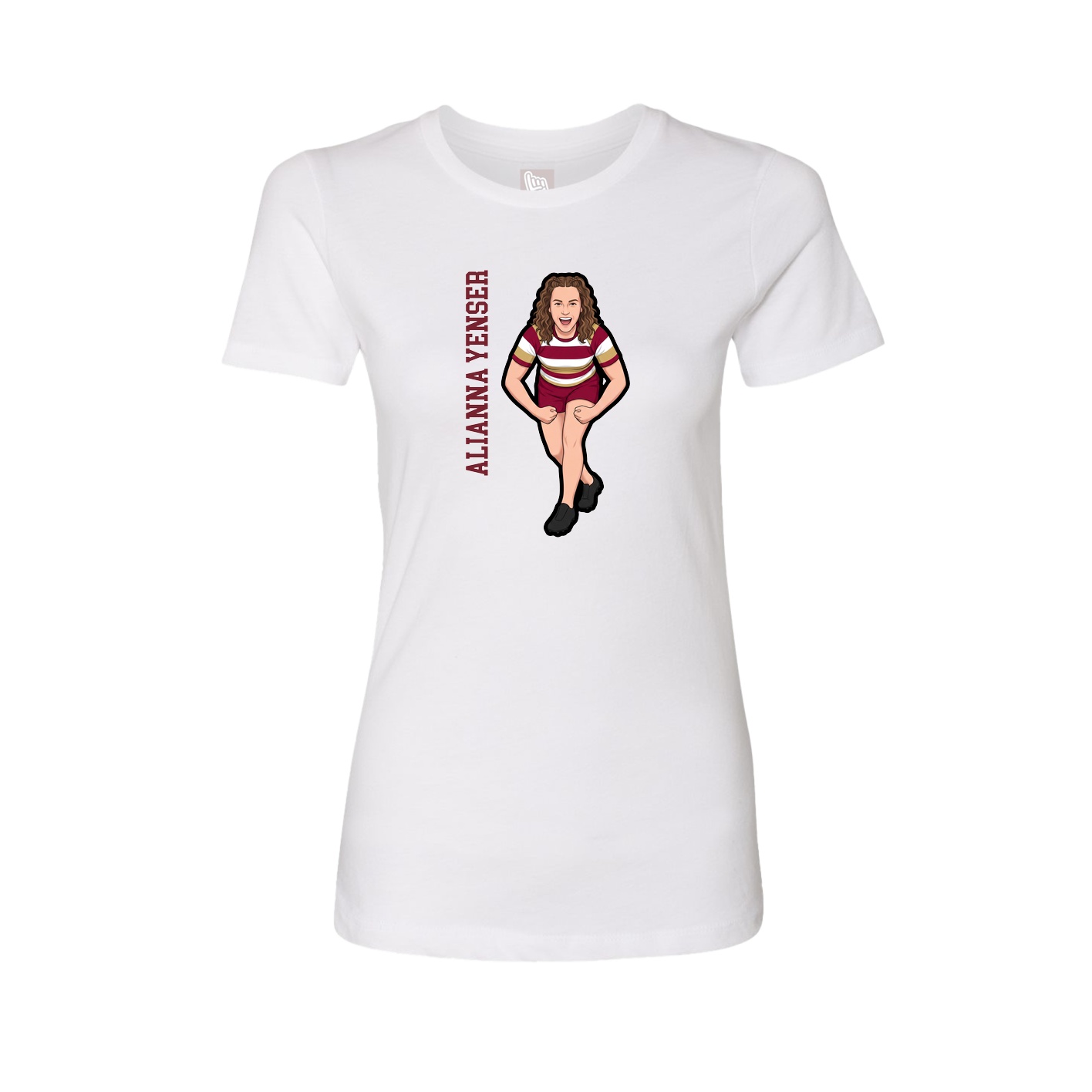 Fitted Women's Tee — Name Vertical in White