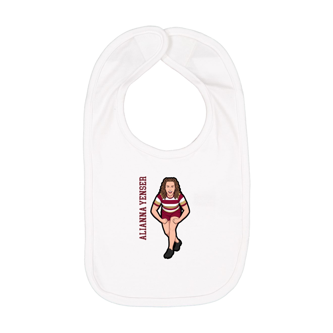 Infant Bib — Name Vertical in White
