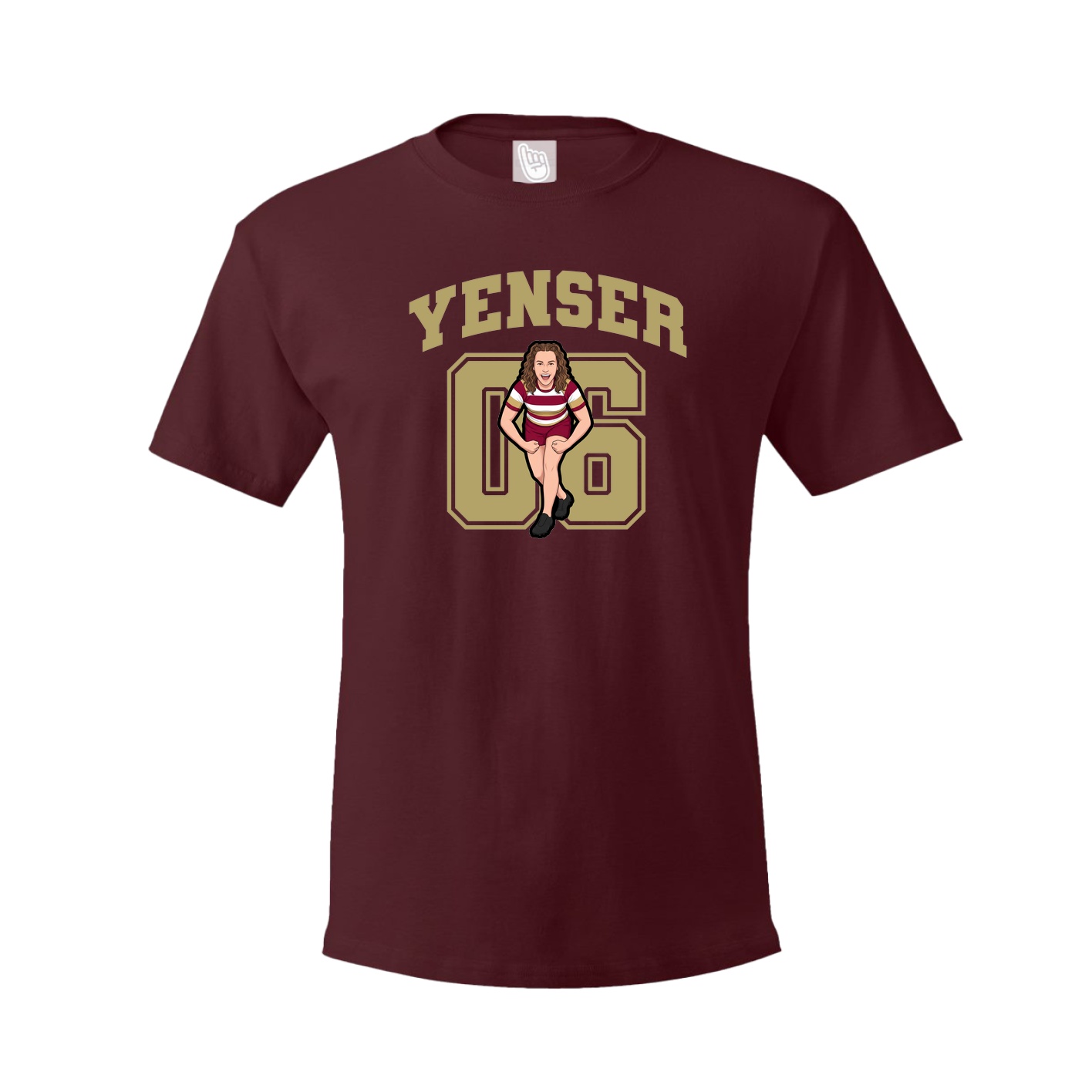 Youth Tee — Number in Maroon