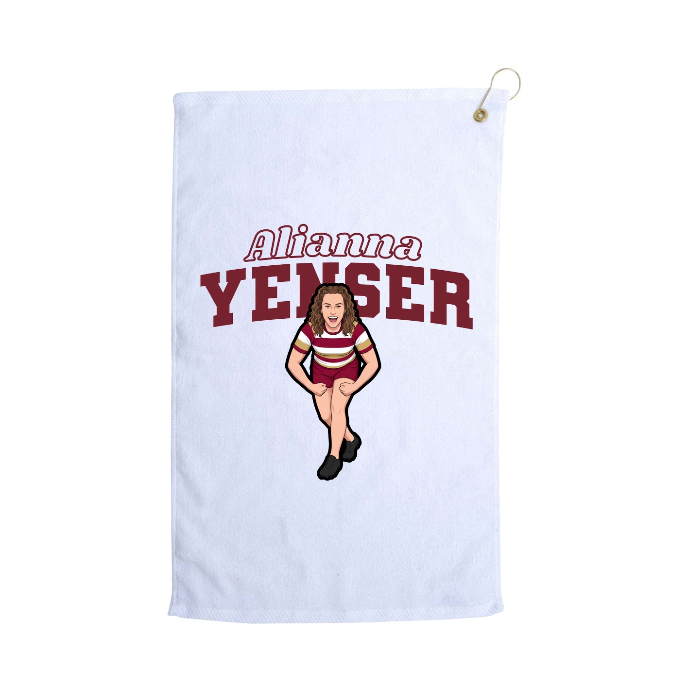 Golf Towel — Name Arch in White