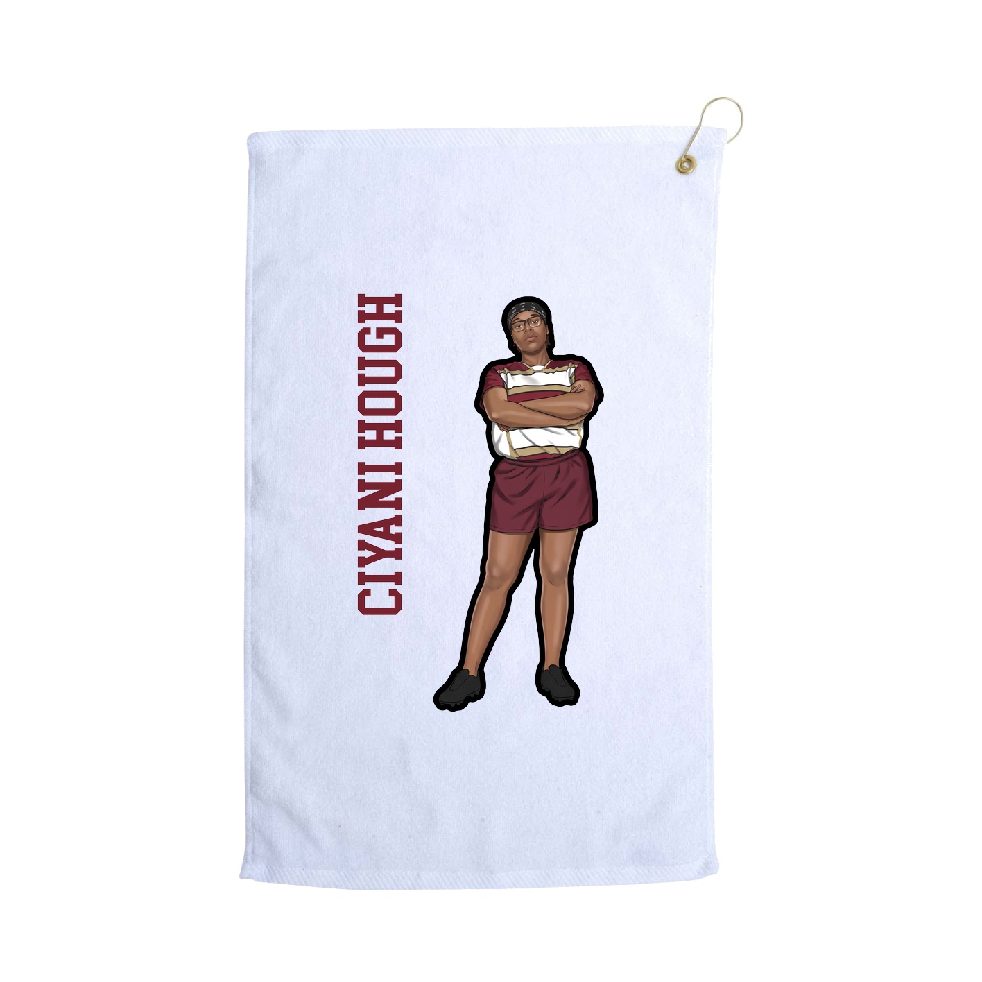 Golf Towel — Name Vertical in White