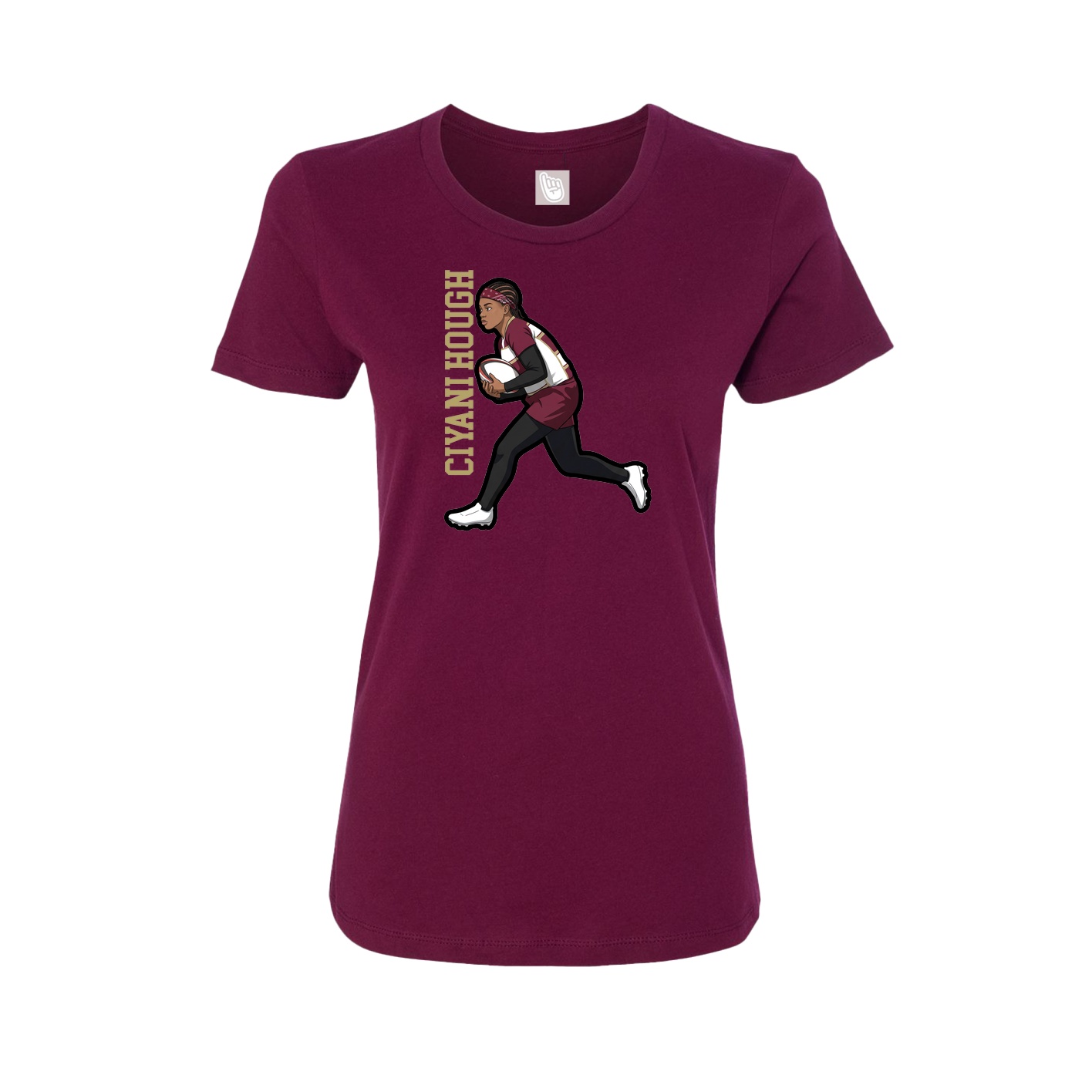 Fitted Women's Tee — Name Vertical in Maroon