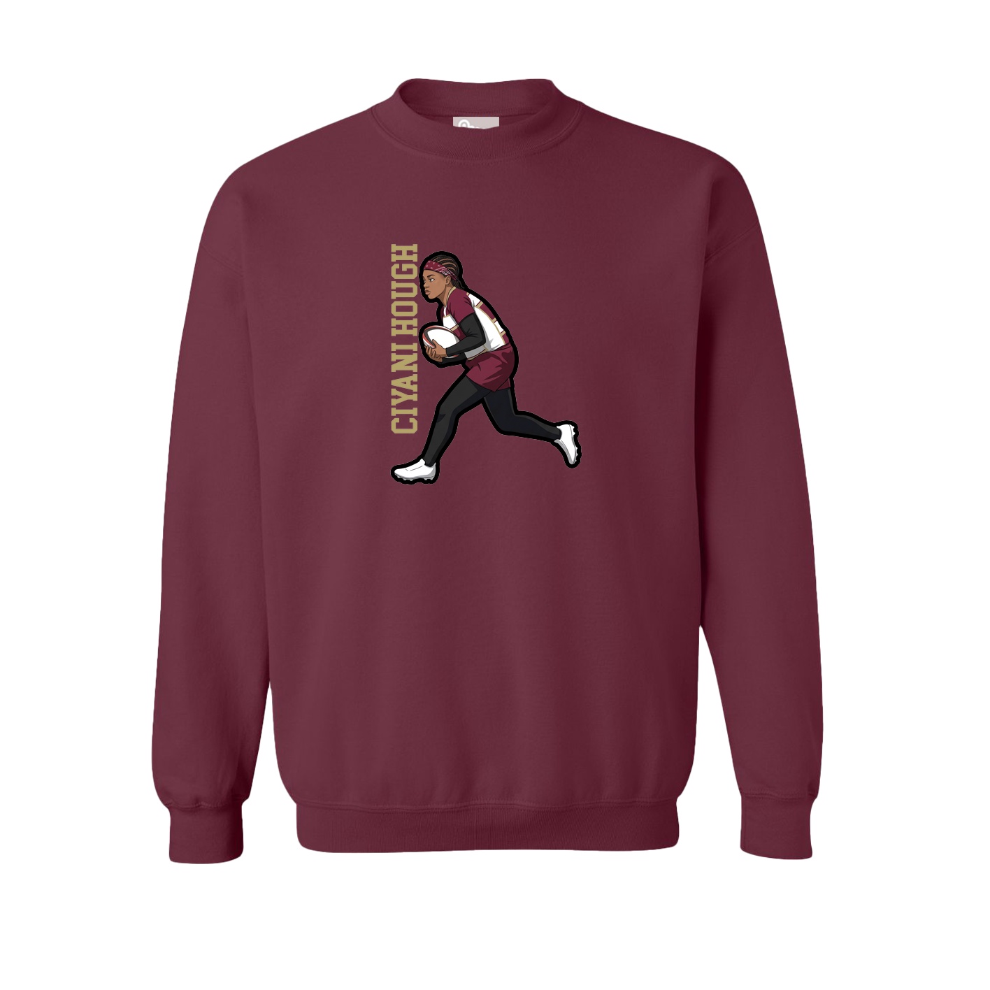 Fleece Crew — Name Vertical in Maroon