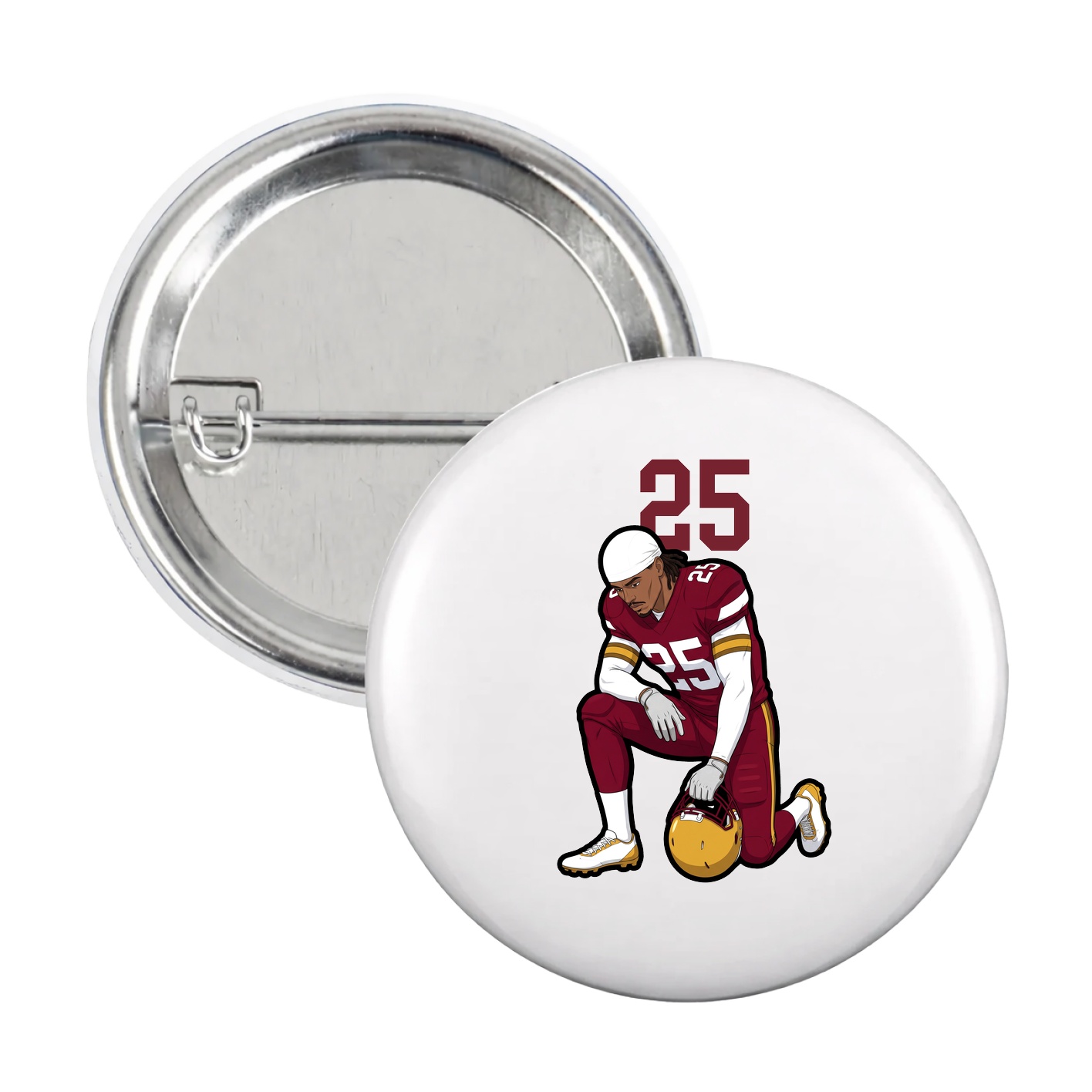 Game Day Button — Number Top in White