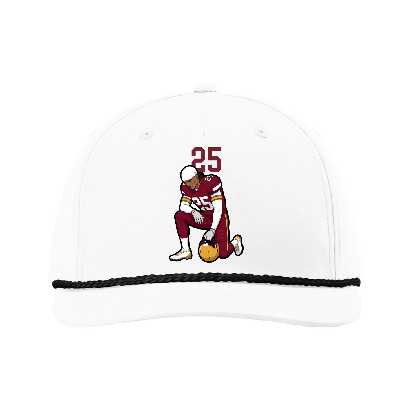 Five-Panel Classic Rope Cap — Number Top in White