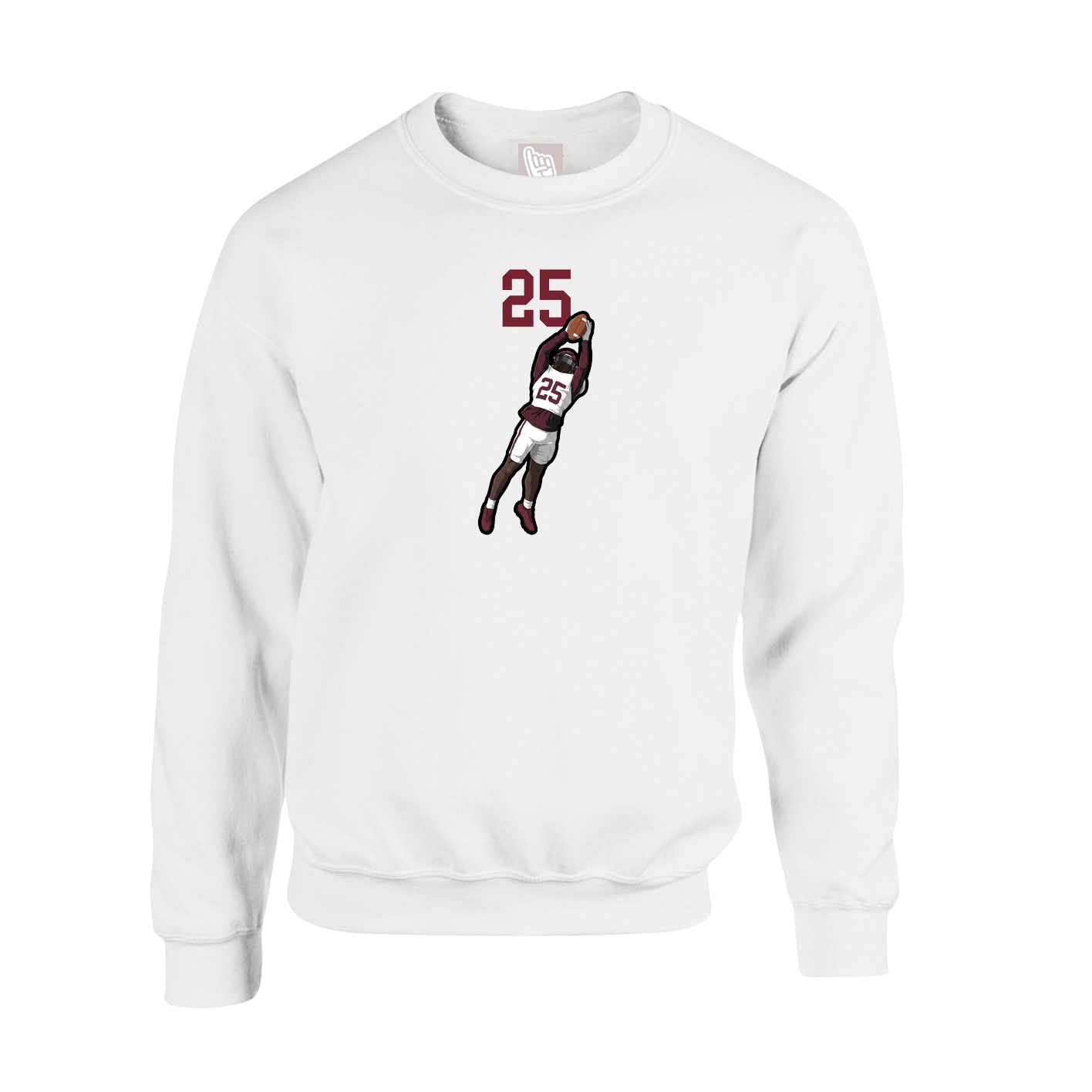 Fleece Crew — Number Top in White