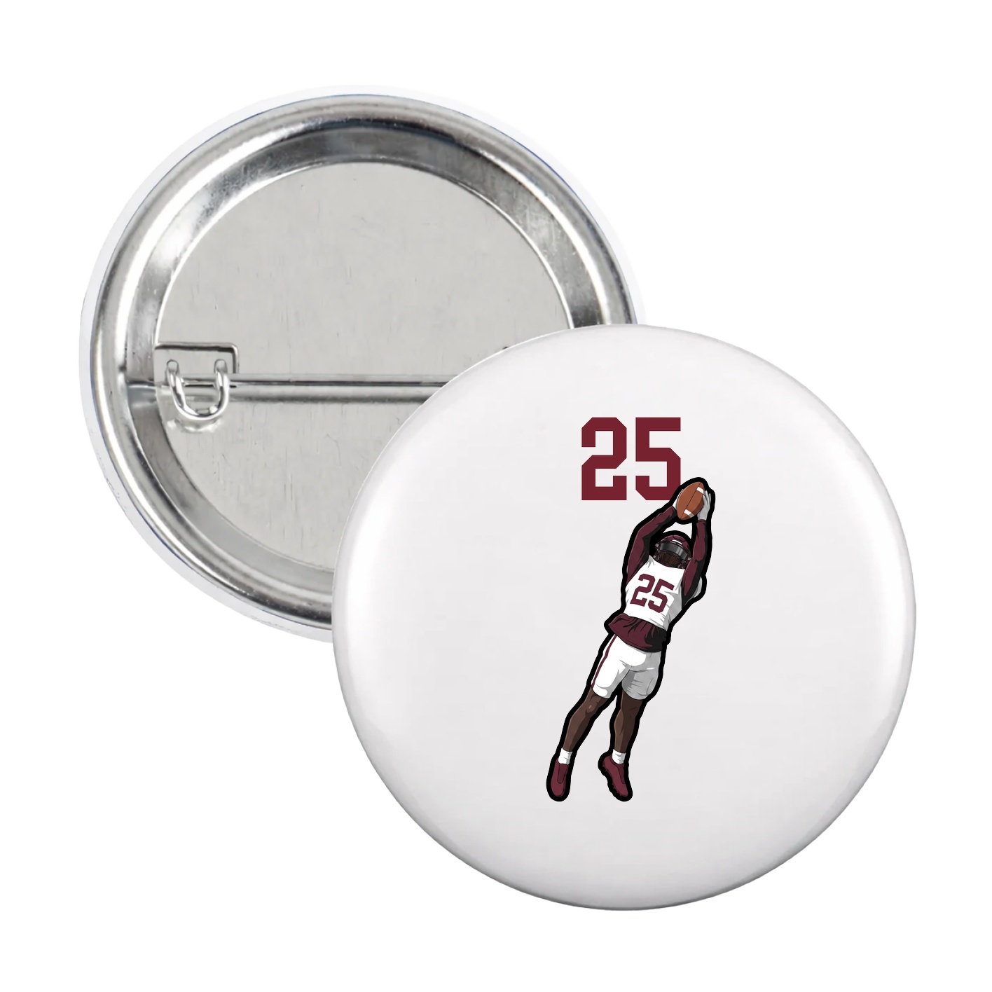 Game Day Button — Number Top in White