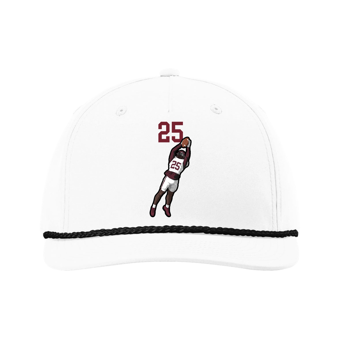 Five-Panel Classic Rope Cap — Number Top in White