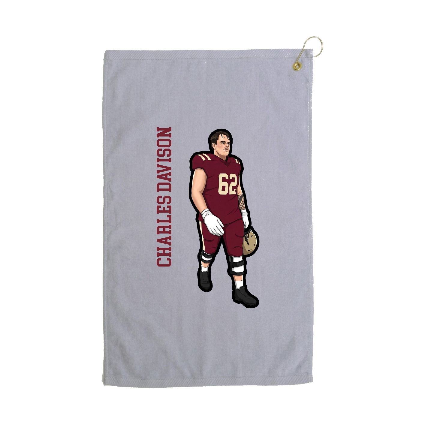 Golf Towel — Name Vertical in Grey