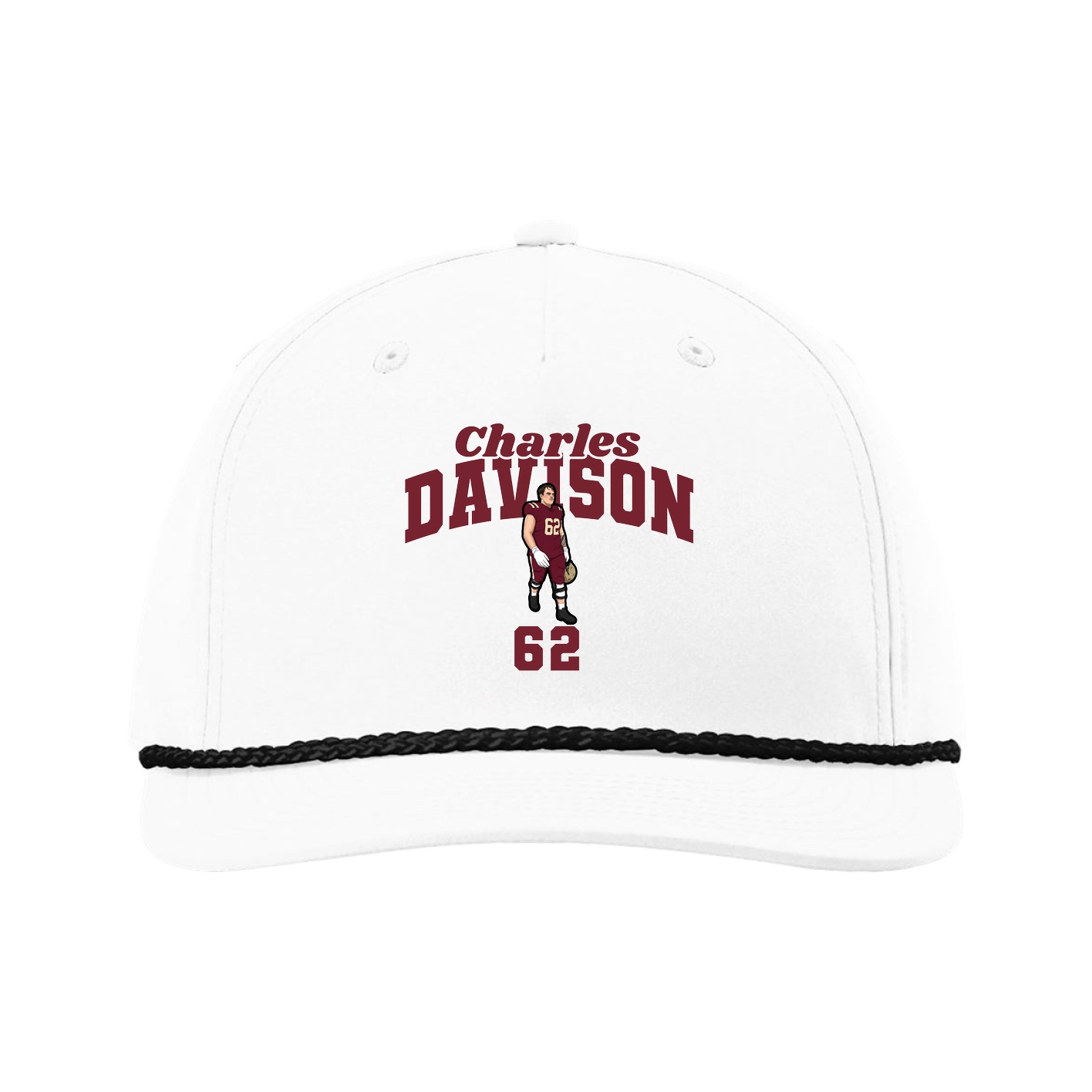Five-Panel Classic Rope Cap — Signature Arch in White