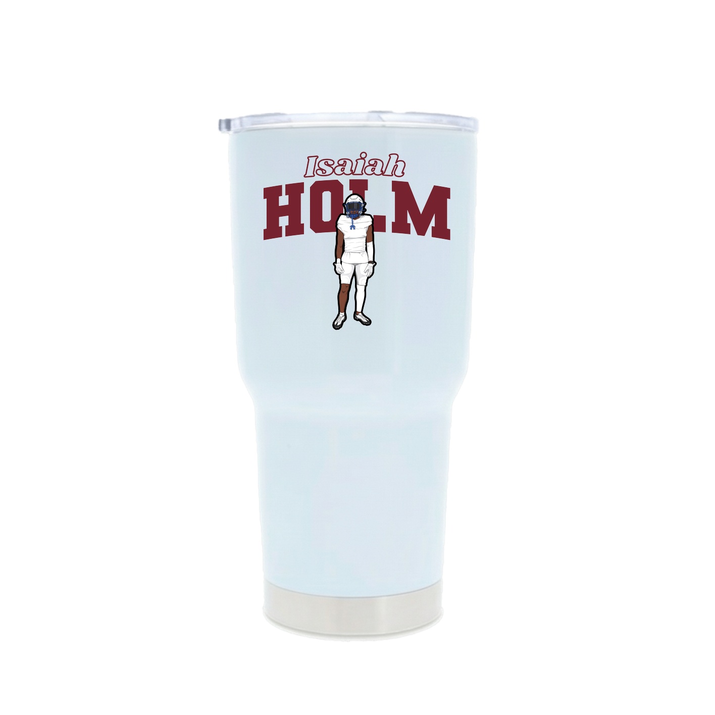 30oz Stainless Steel Tumbler — Name Arch in White