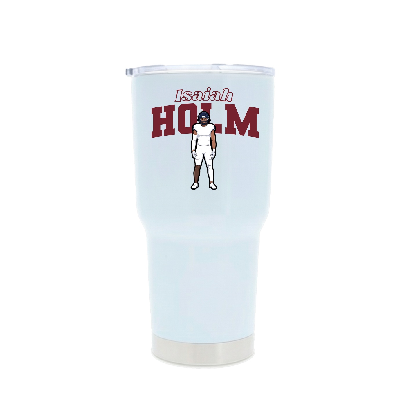 30oz Stainless Steel Tumbler — Name Arch in White