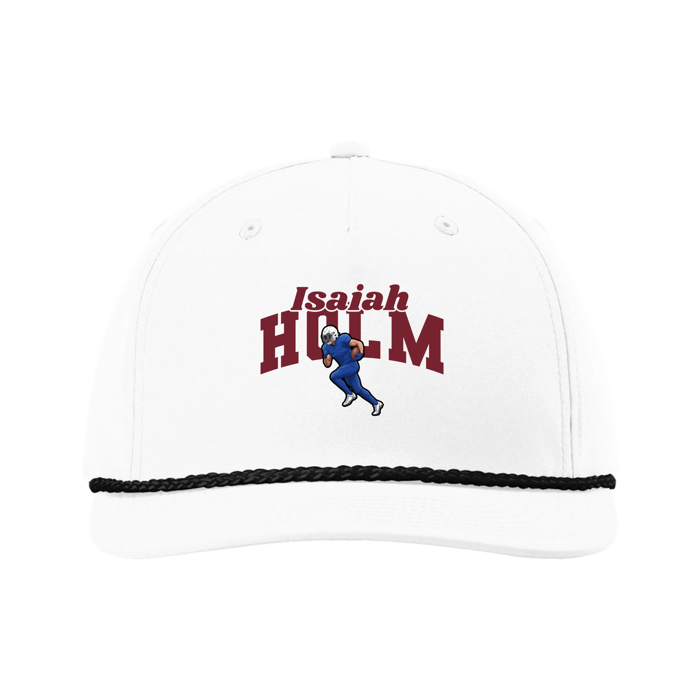 Five-Panel Classic Rope Cap — Signature Arch in White