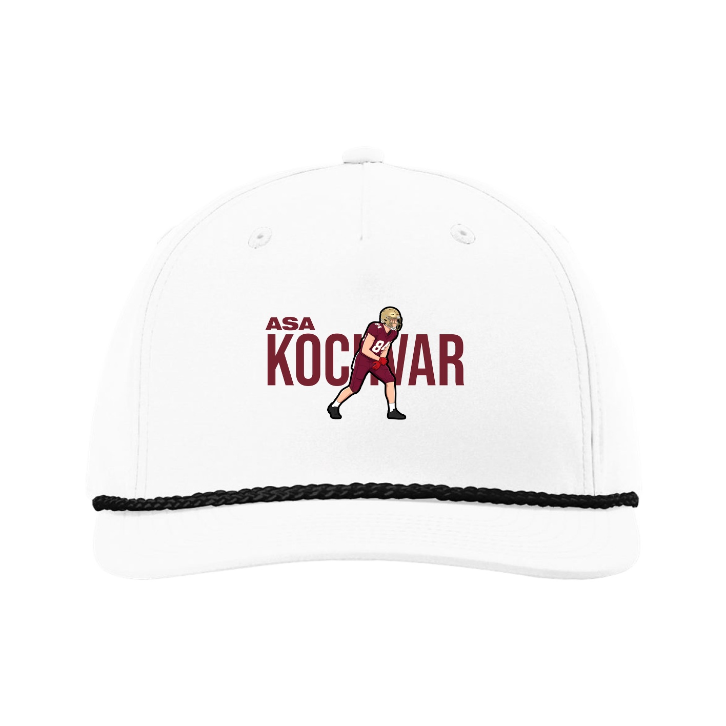 Five-Panel Classic Rope Cap — Player Name in White