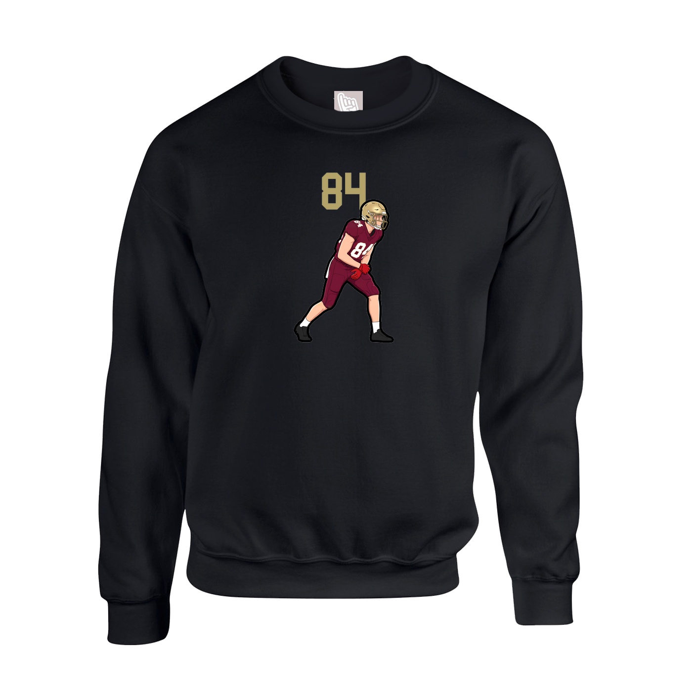 Fleece Crew — Number Top in Black