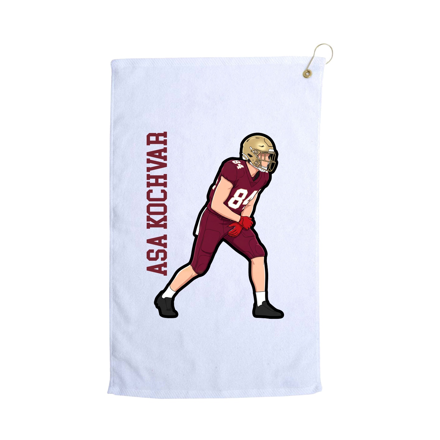 Golf Towel — Name Vertical in White