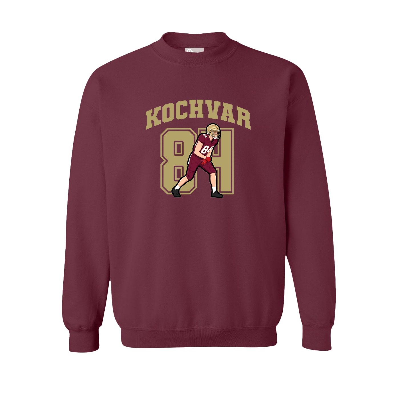 Fleece Crew — Number in Maroon