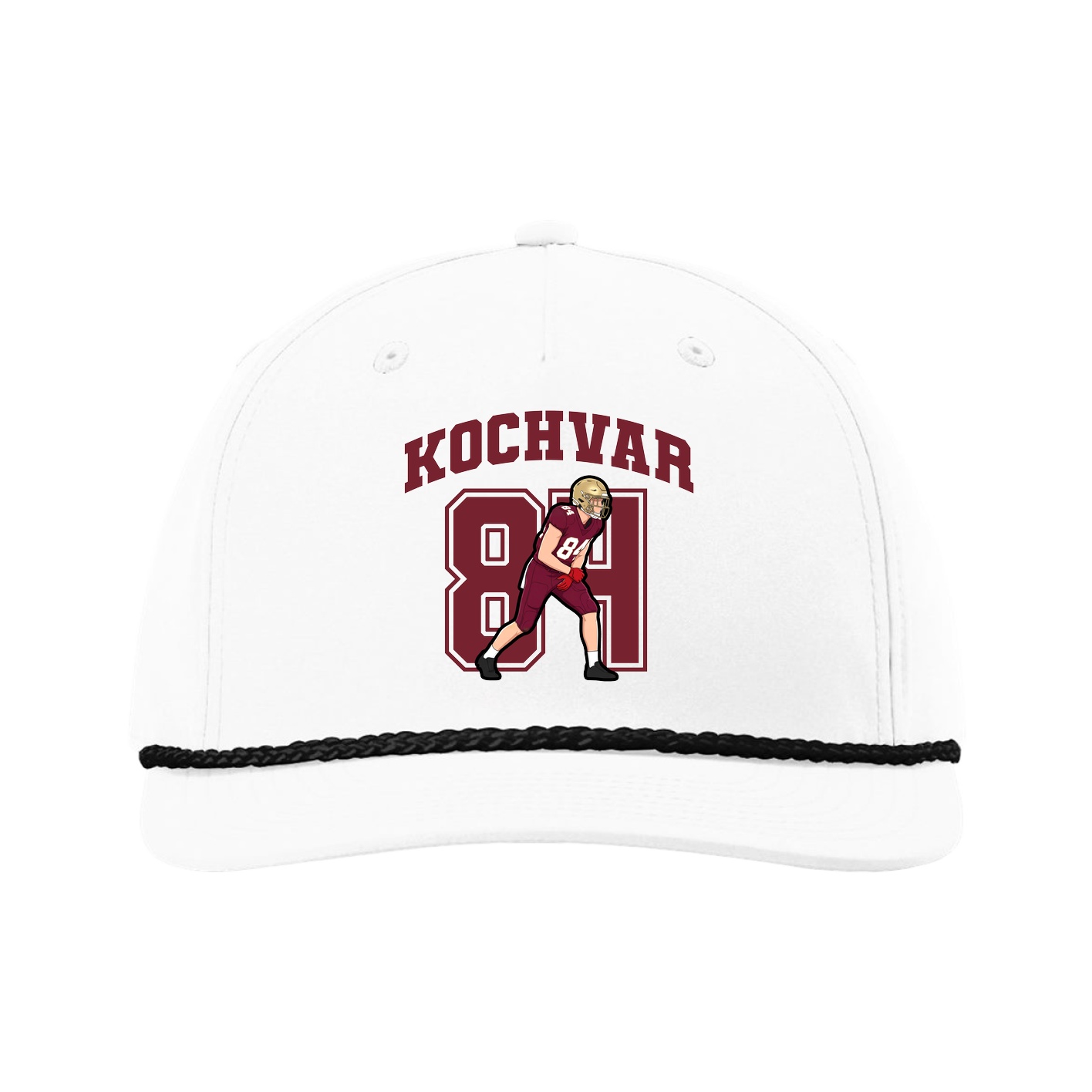 Five-Panel Classic Rope Cap — Number in White