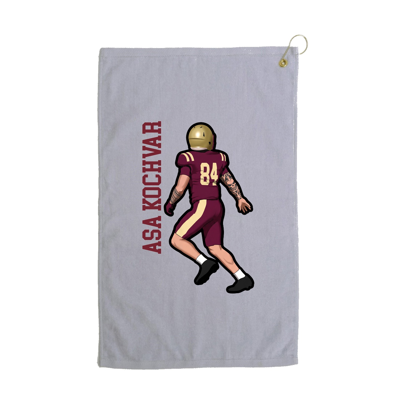 Golf Towel — Name Vertical in Grey