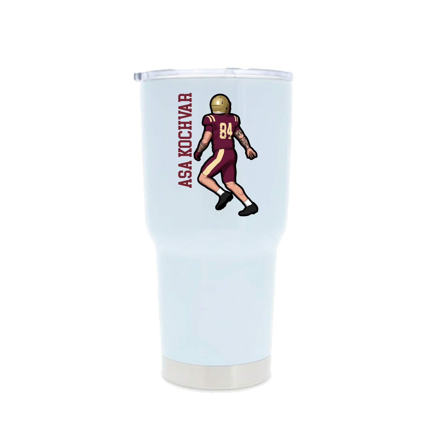 30oz Stainless Steel Tumbler — Name Vertical in White