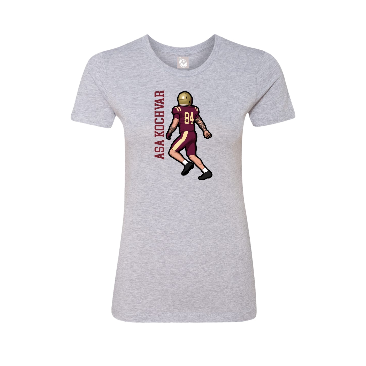 Fitted Women's Tee — Name Vertical in Grey