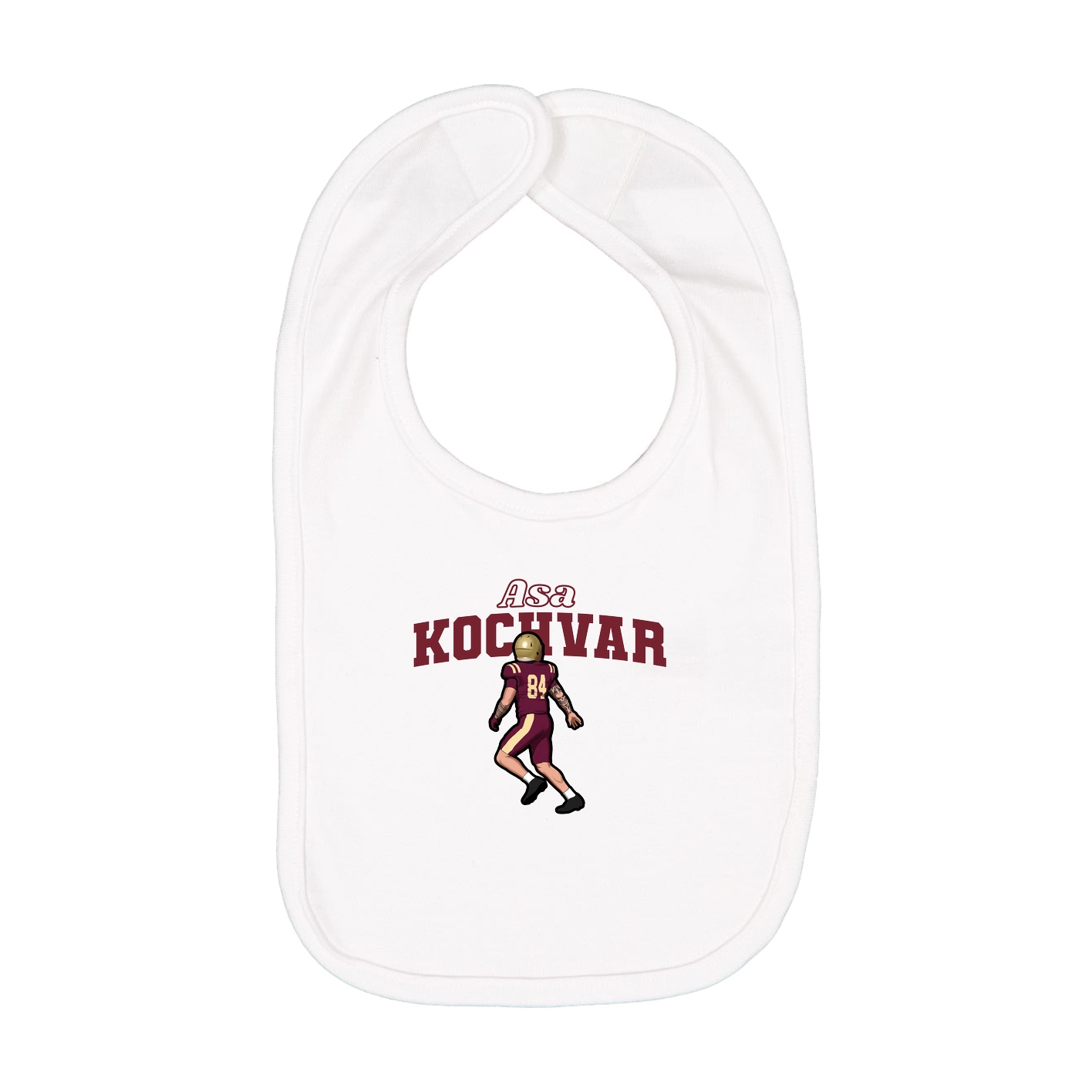 Infant Bib — Name Arch in White