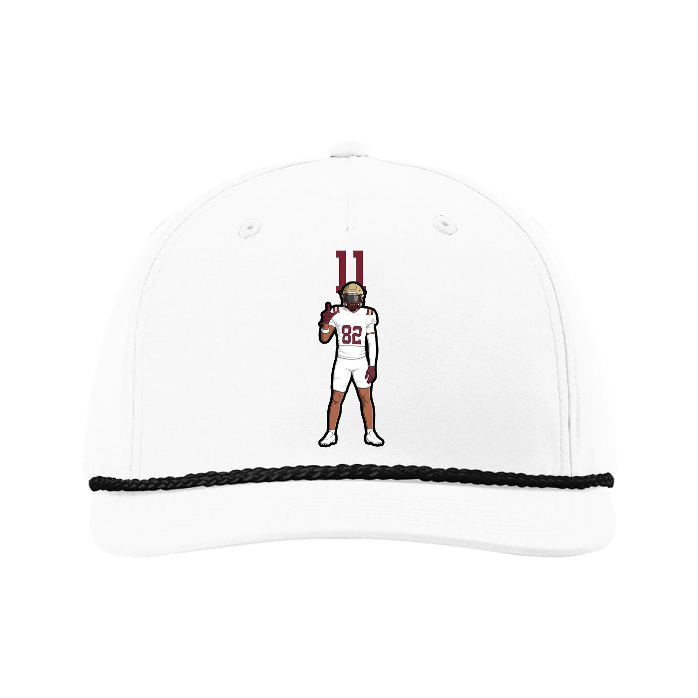 Five-Panel Classic Rope Cap — Number Top in White