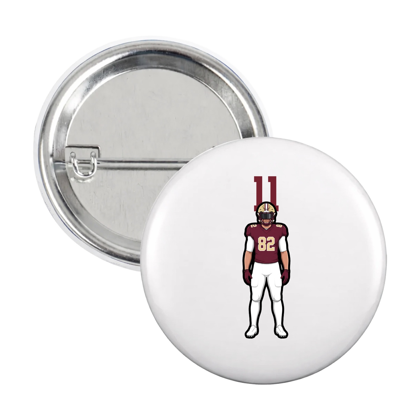 Game Day Button — Number Top in White