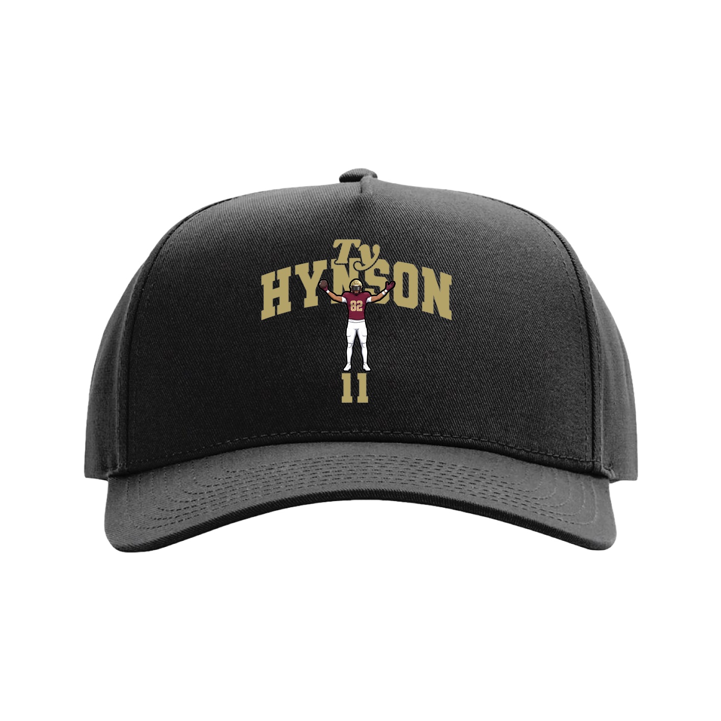 Full Fabric Five-Panel Champ Cap — Signature Arch in Black