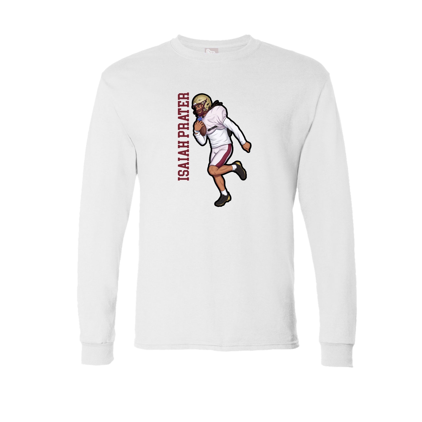 Long Sleeve Tee — Name Vertical in White