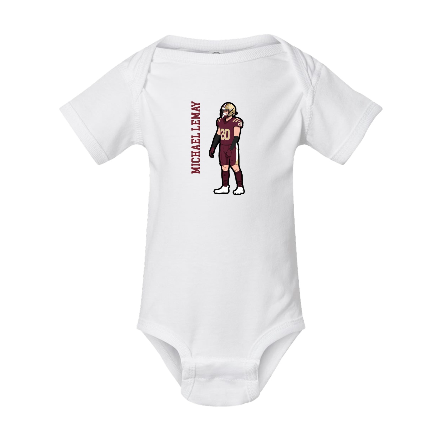Baby Onesie — Name Vertical in White