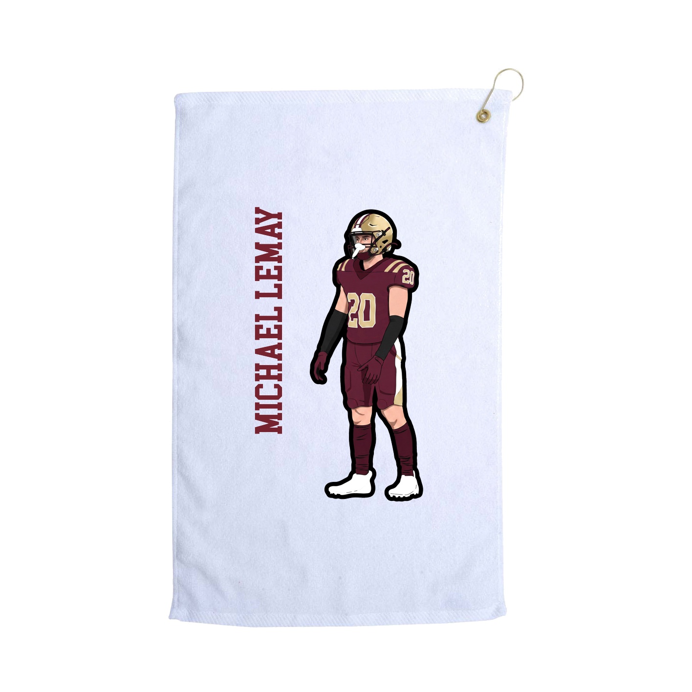 Golf Towel — Name Vertical in White