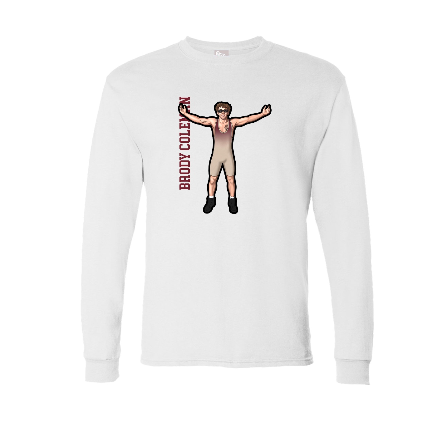 Long Sleeve Tee — Name Vertical in White