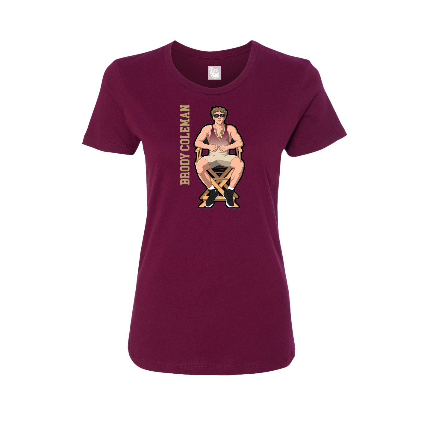 Fitted Women's Tee — Name Vertical in Maroon