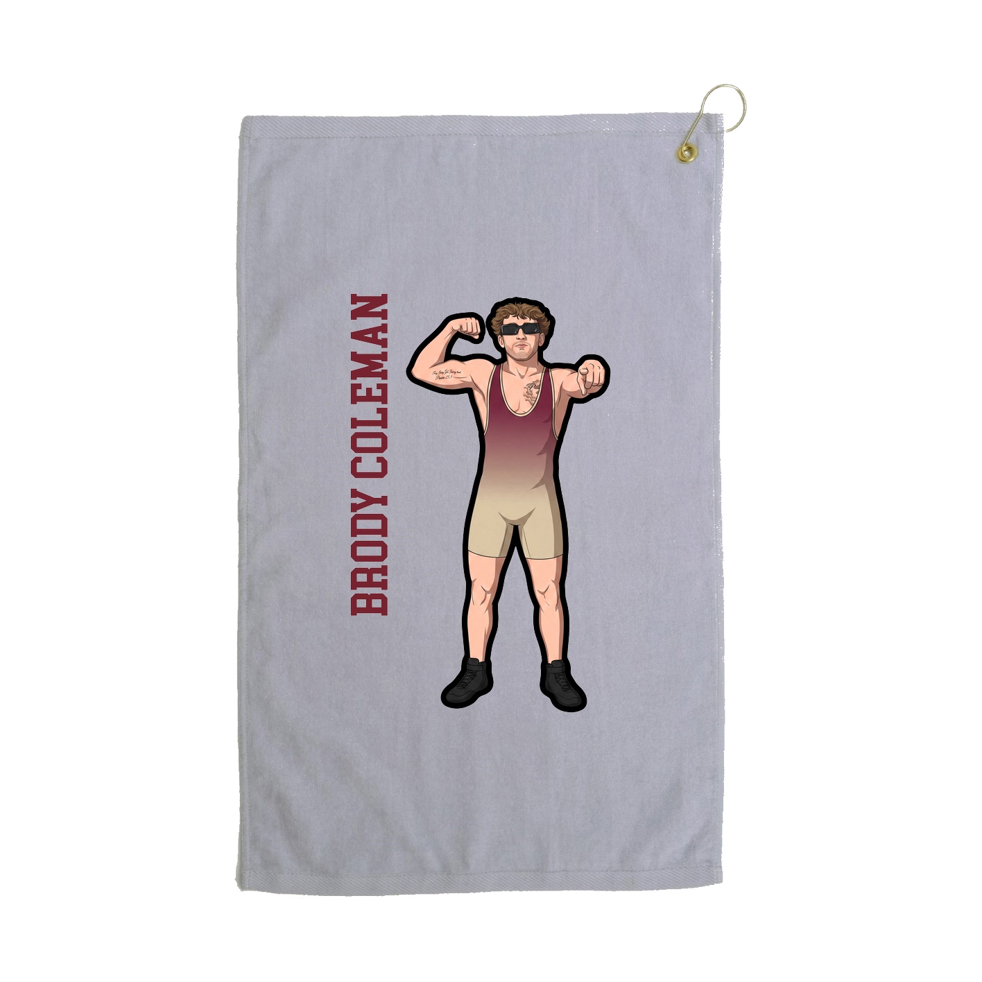 Golf Towel — Name Vertical in Grey