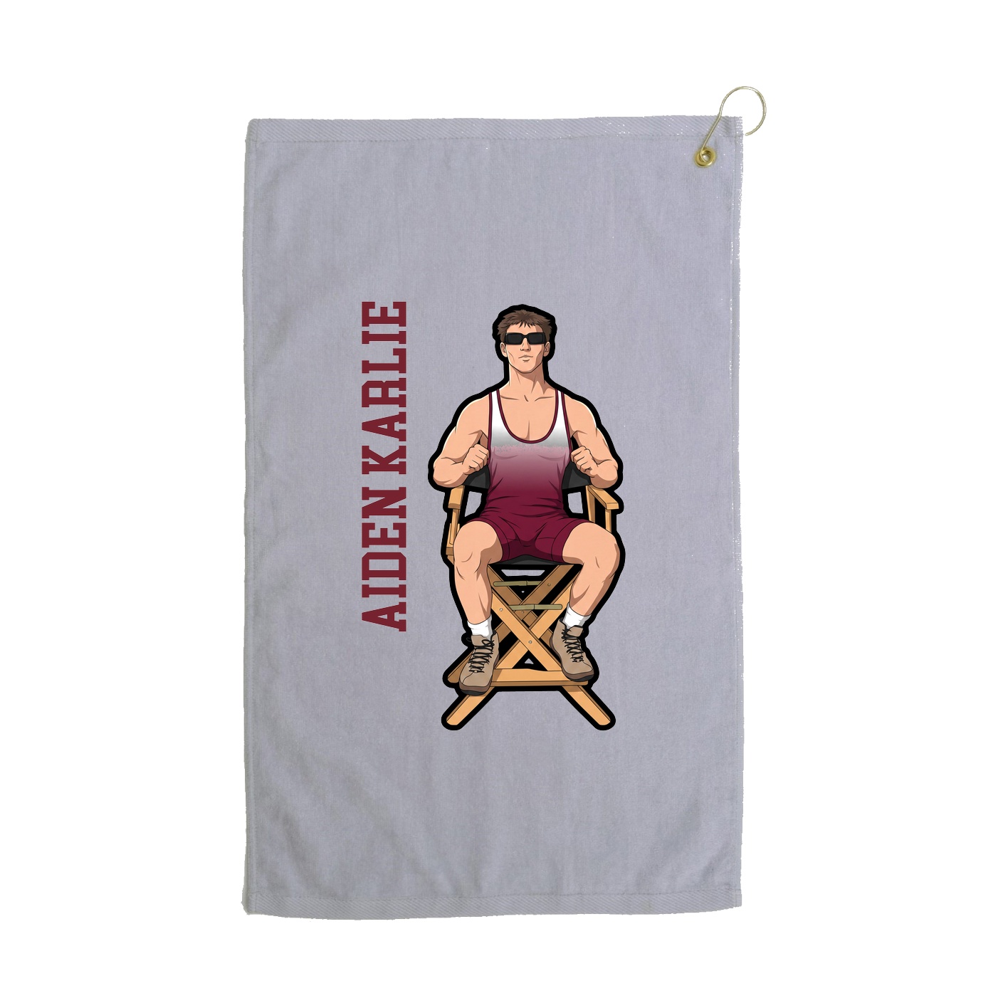 Golf Towel — Name Vertical in Grey