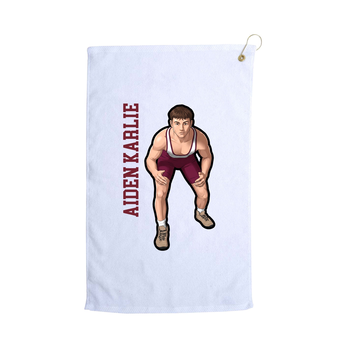 Golf Towel — Name Vertical in White