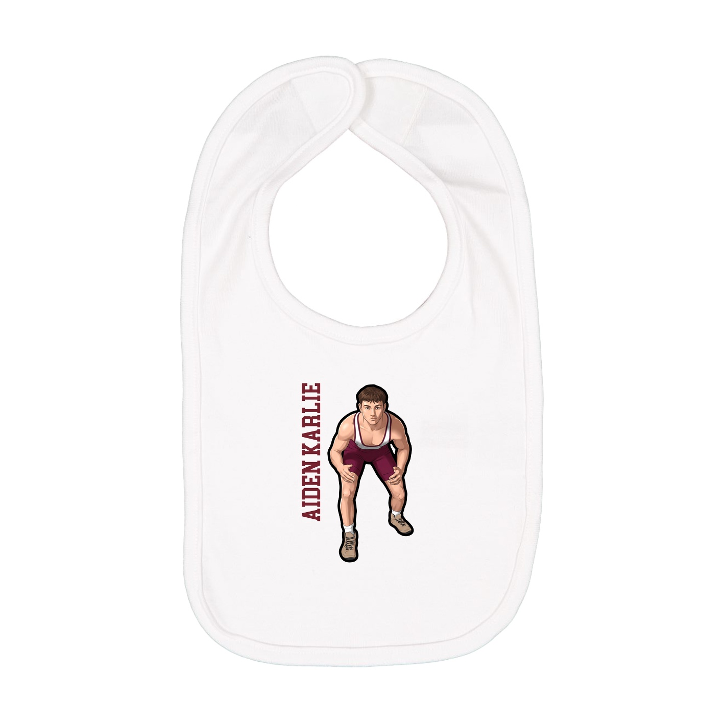 Infant Bib — Name Vertical in White