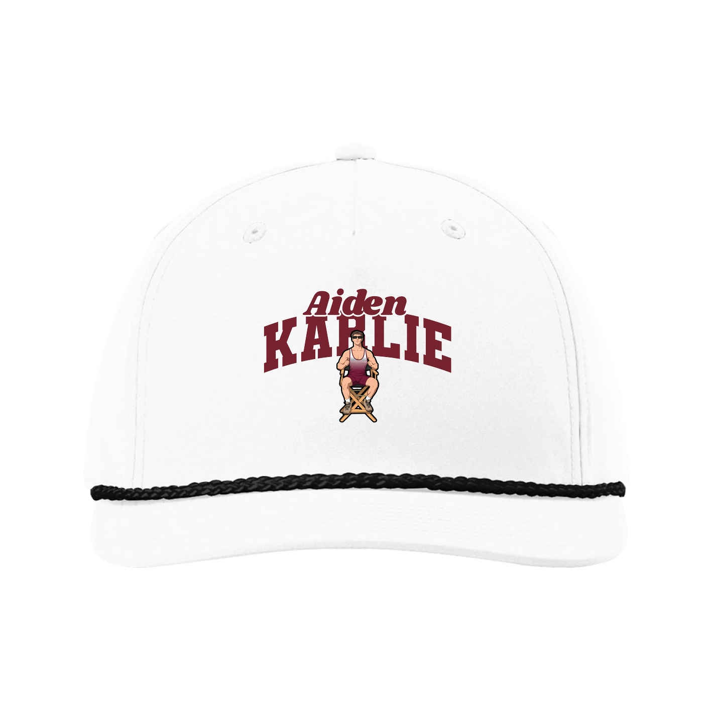 Five-Panel Classic Rope Cap — Signature Arch in White