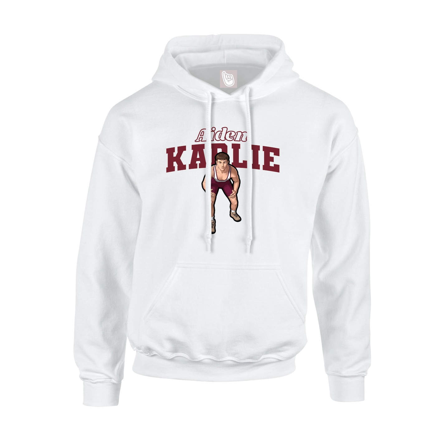 Youth Hoodie — Name Arch in White