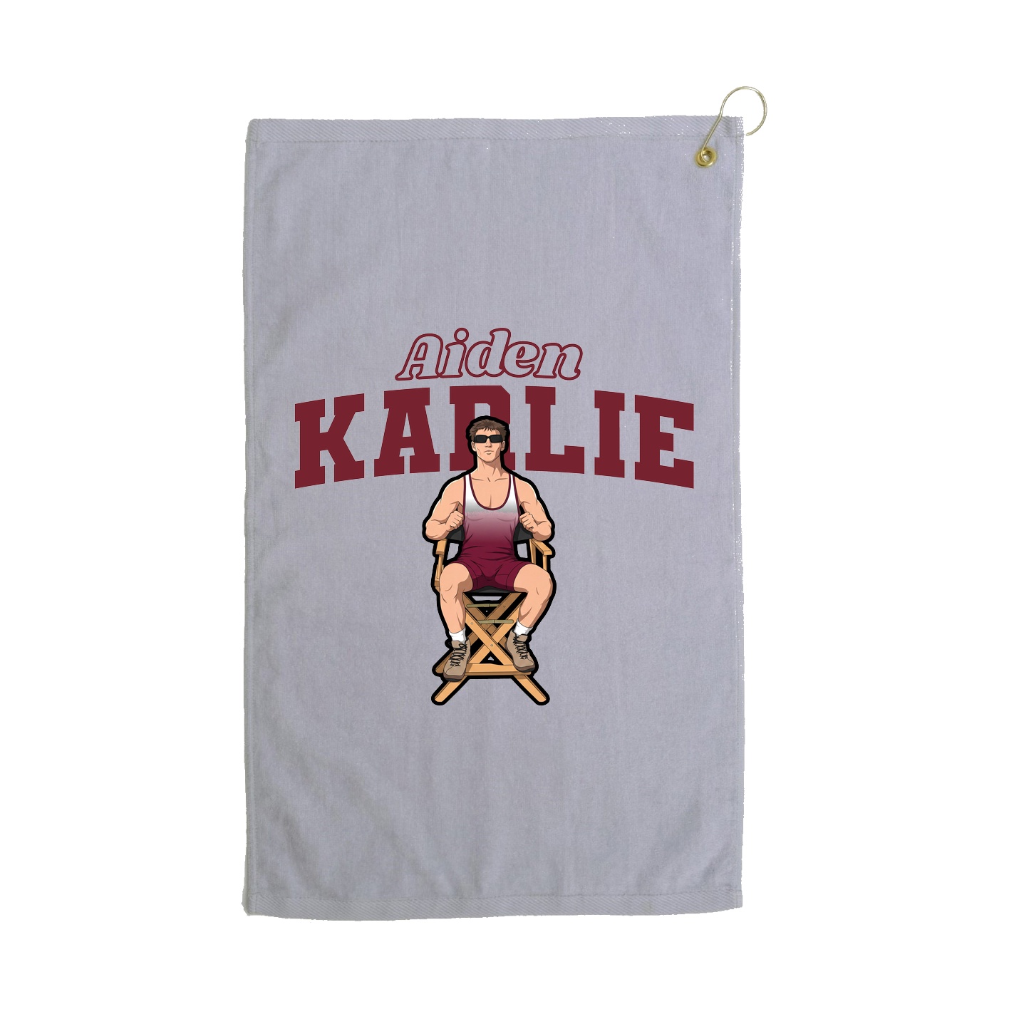 Golf Towel — Name Arch in Grey