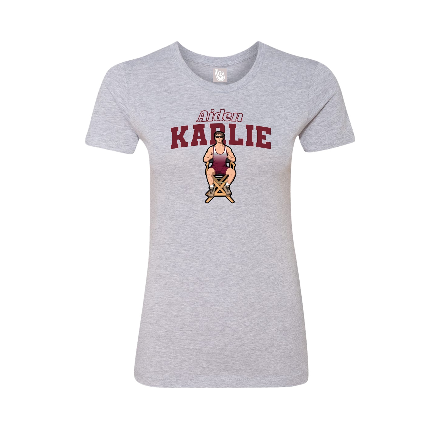 Fitted Women's Tee — Name Arch in Grey