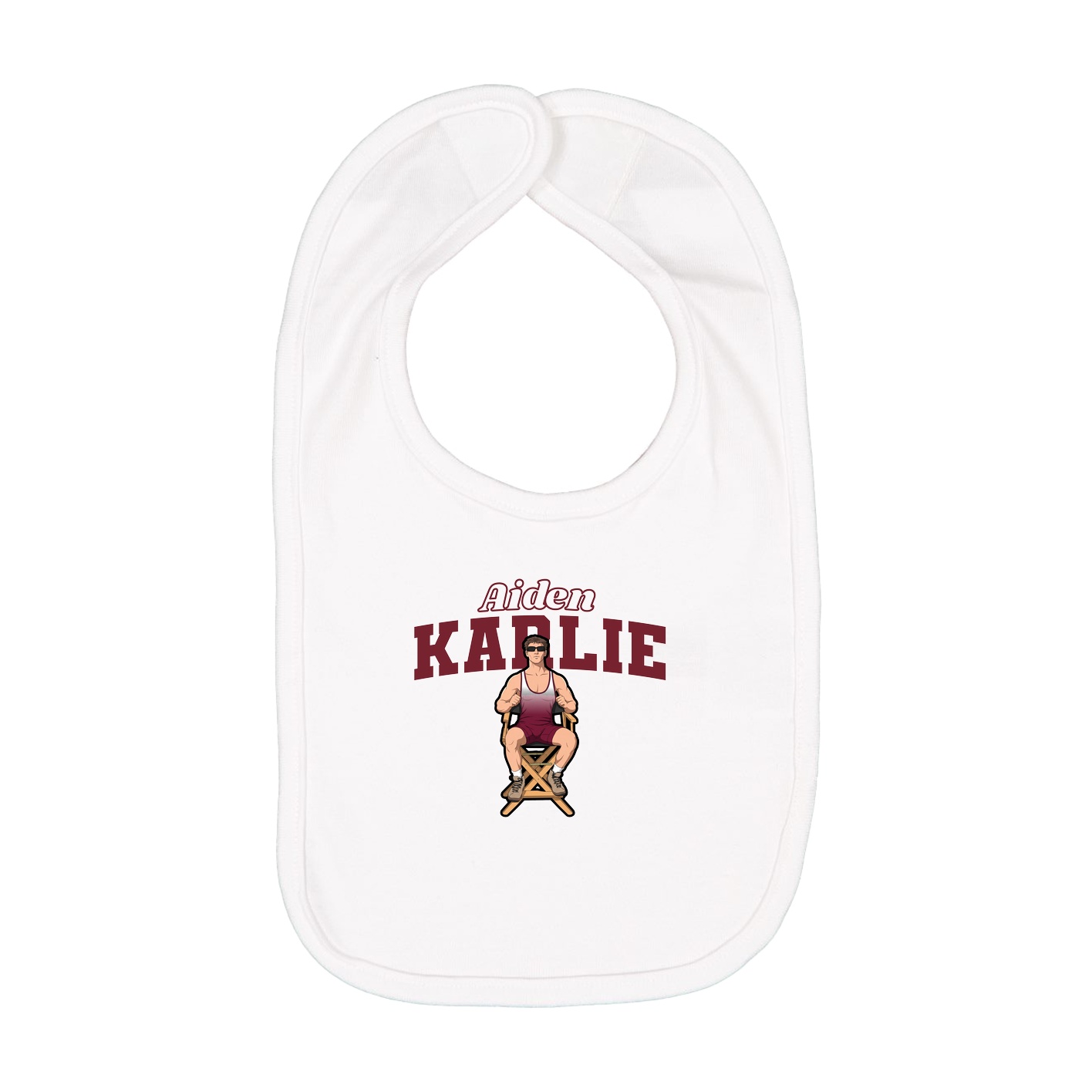 Infant Bib — Name Arch in White