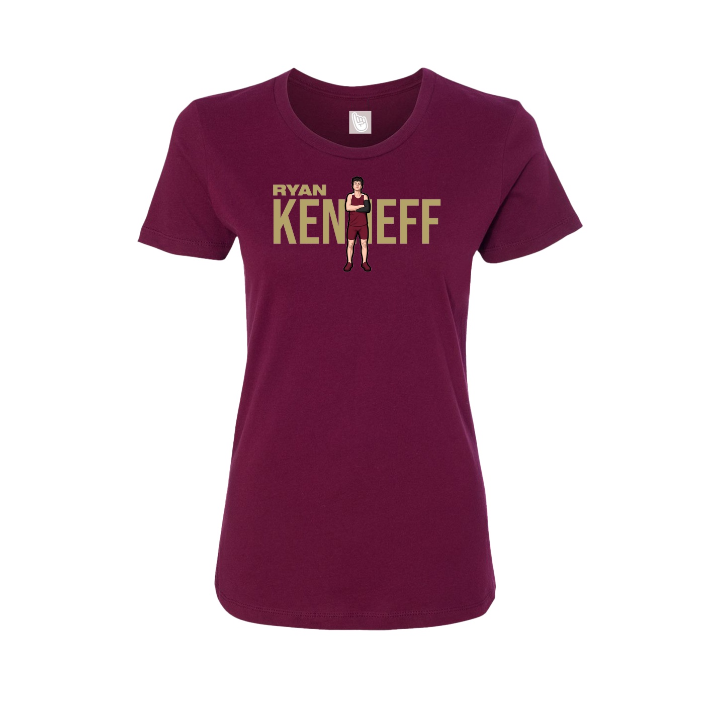 Fitted Women's Tee — Player Name in Maroon