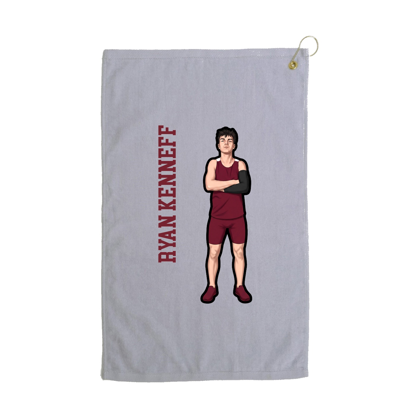 Golf Towel — Name Vertical in Grey